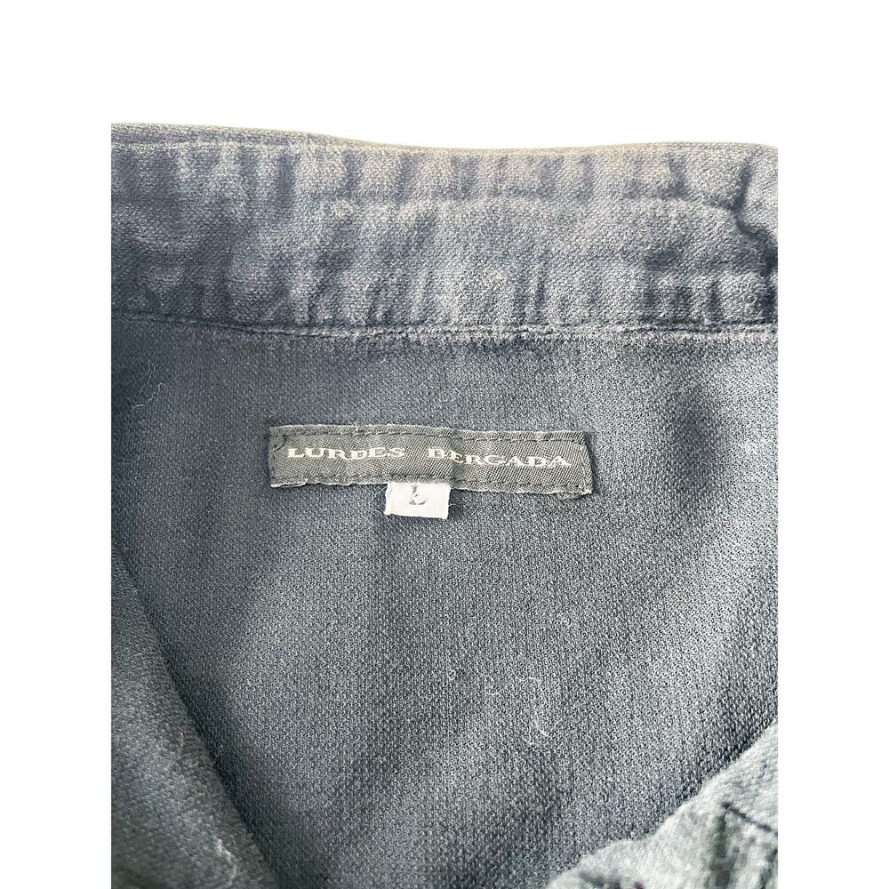 Women's Lurdes Bergada Faded Black Cropped Cotton Button Down Size Large - Picture 2 of 6